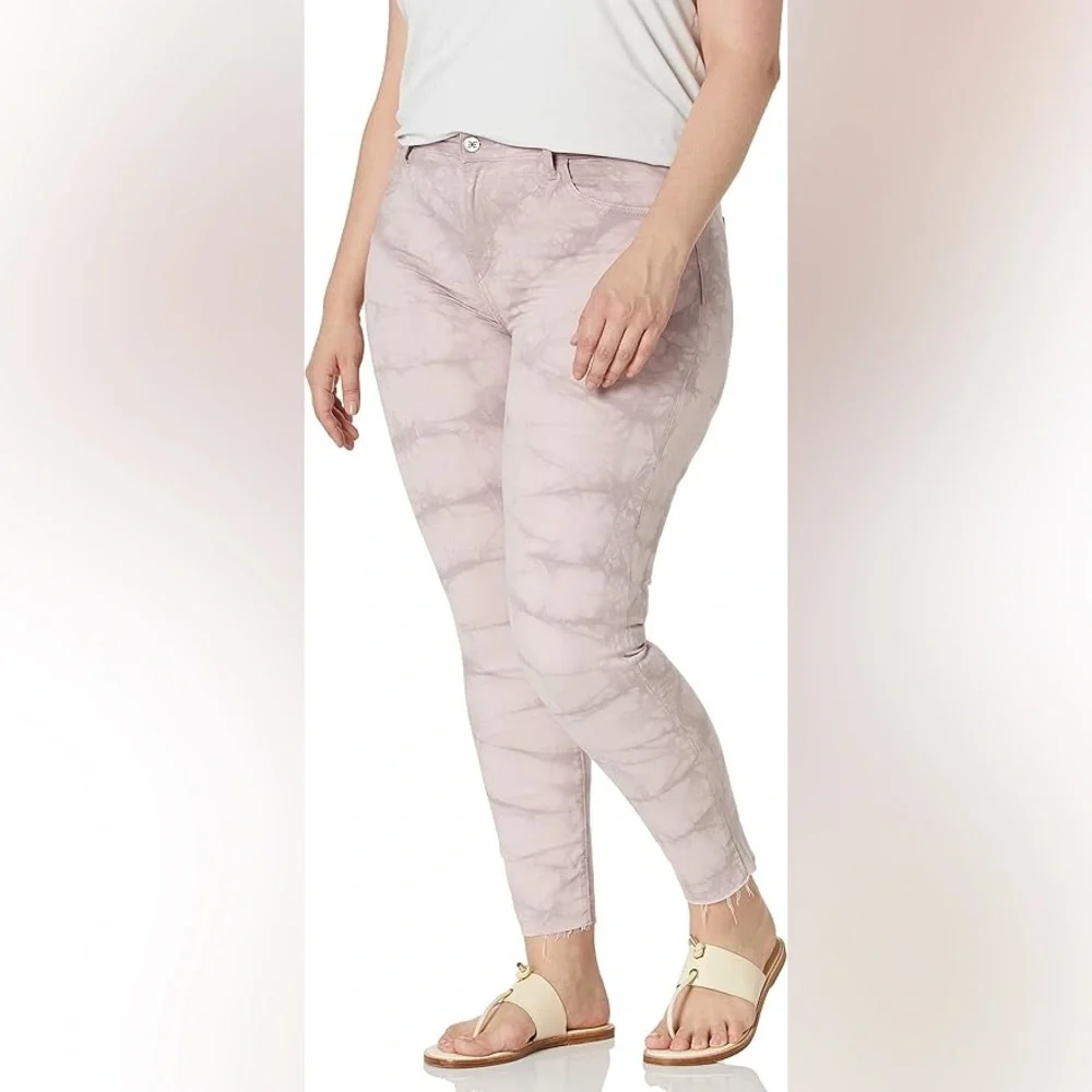 SAM EDELMAN Tie Dye Raw Hem Ankle Skinny Jeans In Crystal Pink